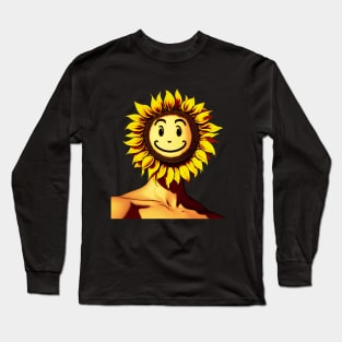 Sunflower Smiling Man Long Sleeve T-Shirt